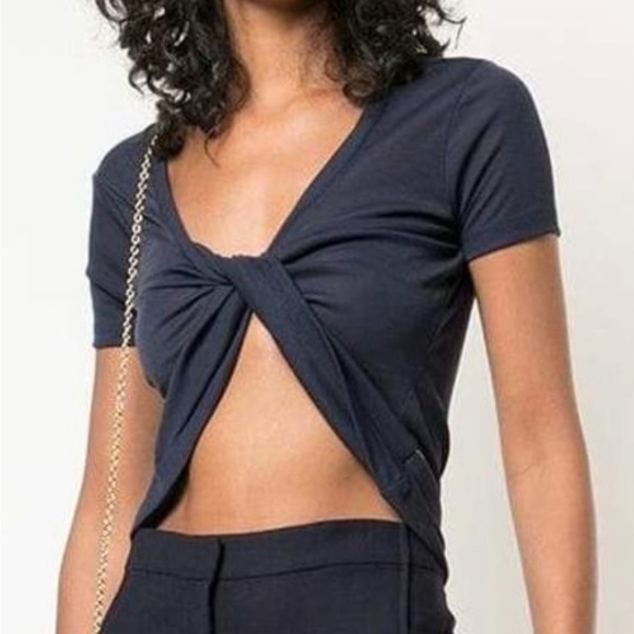 Jacquemus Tops - Jacquemus Le T-shirt Sprezza Navy Blue Cropped Twist Top Short Sleeves Medium
